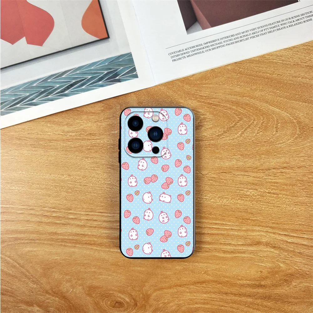 Cute M-Molangs Phone Case For Samsung S23 S22 ULTRA A22 A23 A32 A34 A52 A53 A54 A71 A72 A73 Black Soft Silicone Cover image 5
