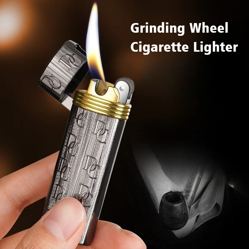 

New Cigar Igniter Grinding Wheel Lighter Alloy Body Inflatable Open Flame Inclined Fire Cigarette Lighters & Smoking Accessories