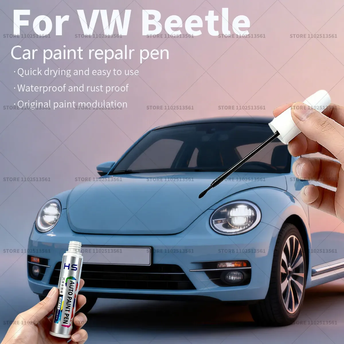 

Ручка для ремонта автомобильной краски для Volkswagen Beetle Touch Up, средство для удаления царапин, автоаксессуары «сделай сам», белый, синий, LZ5W, желтый, 9U, черный C9X