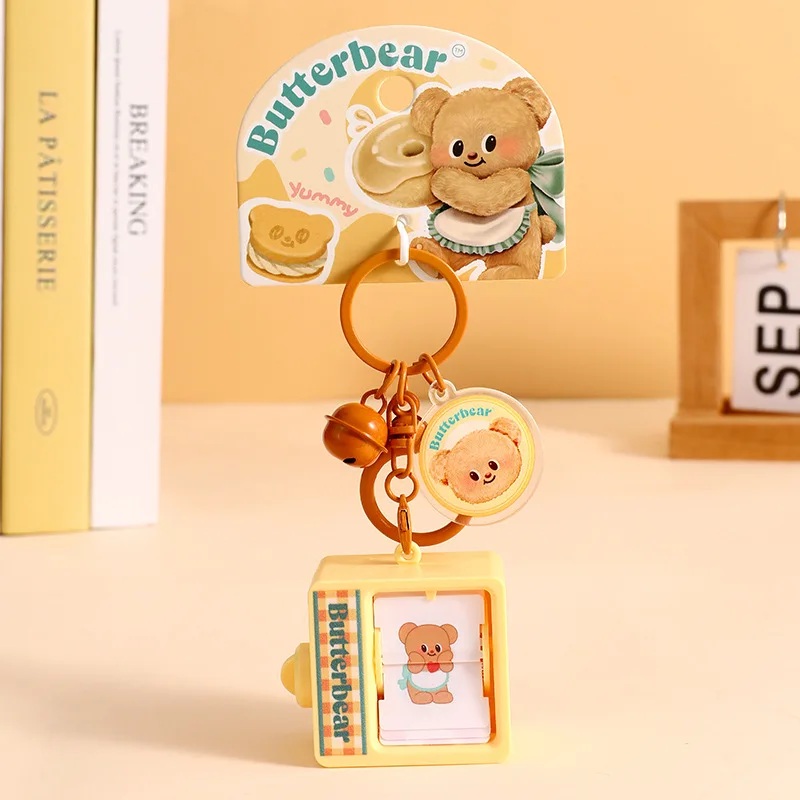 Kawaii Butterbear Oil Glitter Quicksand Keychain Cute Five-Pointed