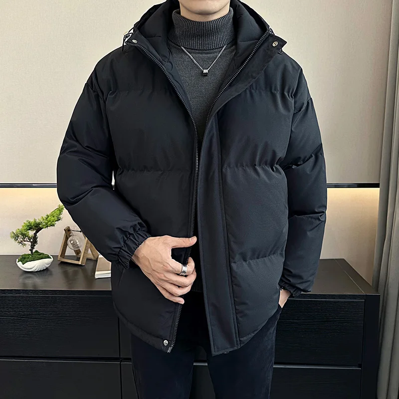 

Мужская теплая хлопковая парка с воротником-стойкой, зимняя куртка с капюшоном, ветровка, мужская стеганая парка с хлопковой подкладкой, тяжелая стеганая парка-пуховик