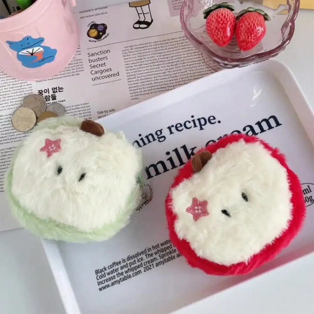 1/2 قطعة Kawaii الكرتون البسيطة التفاح أفخم صفر محفظة فتاة لطيف أفخم عملة المحفظة مفتاح حقيبة التخزين عطلة هدايا الحفلات