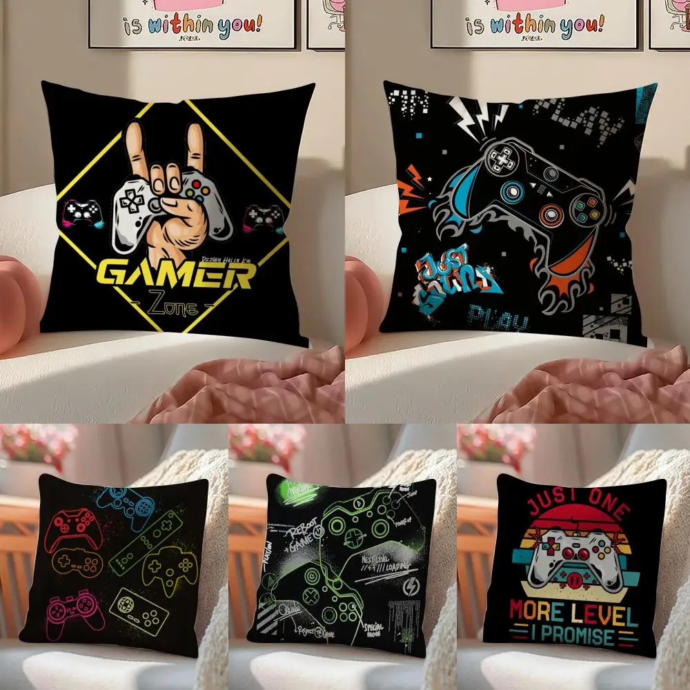 Colorful Graffiti Game Gamepad Cushion Cover Linen Pillowcase Cover Soft Decor for Sofa Home Room