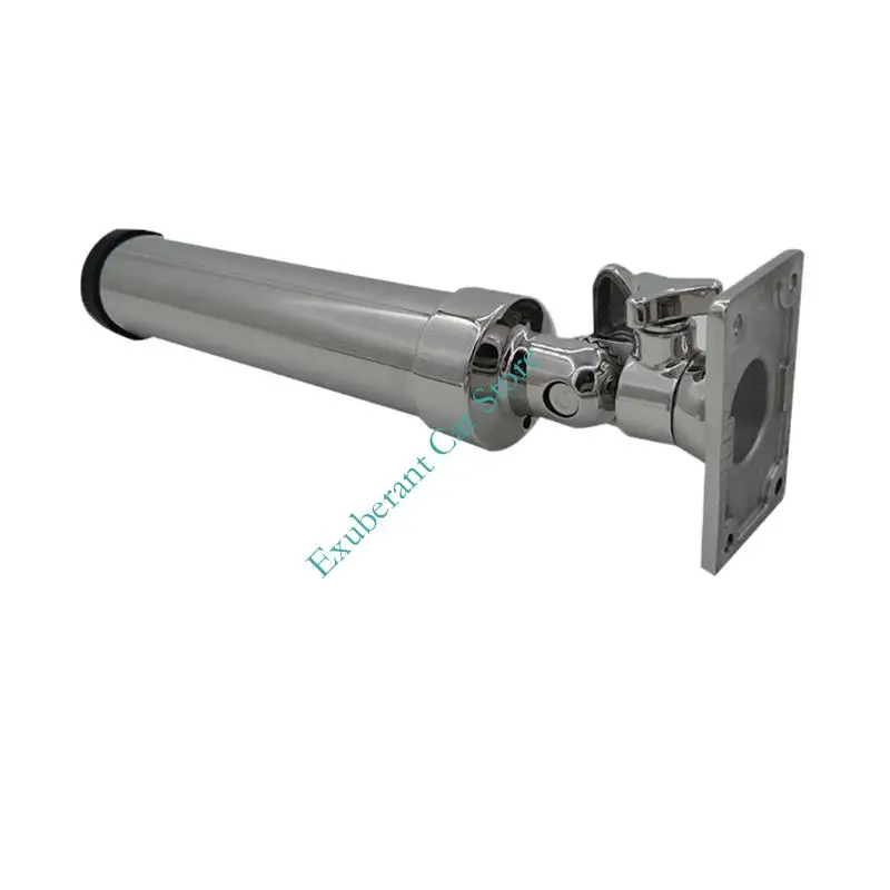 Deck Fishing Rod Holder with Metal Tube, Plate Mount, Side Knob Joint, and 4 Hole Pattern for Pier Use and Shore Casting Tasks