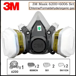 3M 6200+6006 Half Face Mask Respirator Renovated Laboratory Formaldehyde Gas Masks NIOSH&LA Satandards Protective Mask R82027