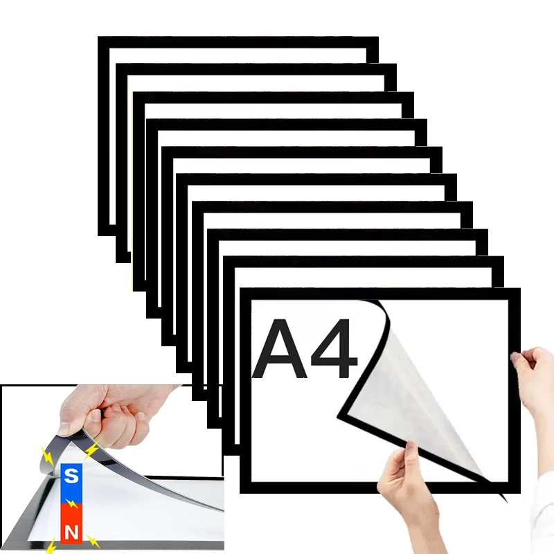 5/10pcs 8x12Inch Rubber Magnet poster frame Soft Self Diamond Painting Frames A4 Canvas Frames Adhesive Window Notification wall