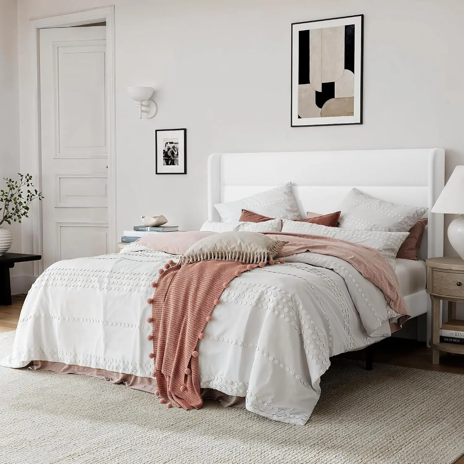 Queen Size Platform Bed Frame, Velvet Upholstered, Wingback Headboard, Wooden Slats Support, No Box Spring Needed,, Customized