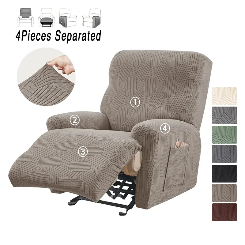 

1 Seater Split Recliner Sofa Covers Jacquard Stretch Armchair Cover Relax Single Lounge Sofa Slipcover for Living Room Home