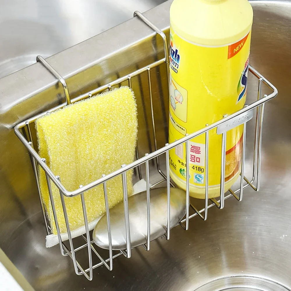 

Kitchen Sponge Holder Sink Basket Sink Brush Dishwashing Liquid Drainer Rack