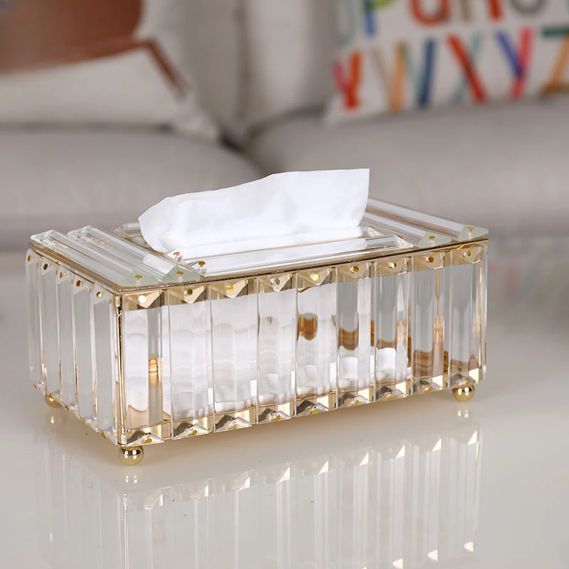 

Crystal Tissue Box Living Room Coffee Table Restaurant Multifunctional Creative Napkin Storage Box