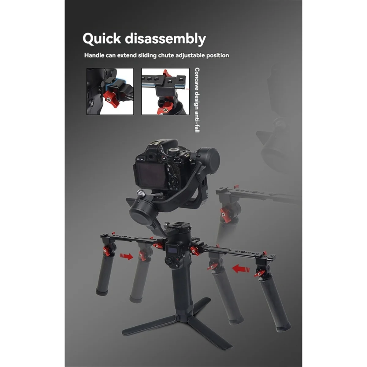 

Двойная ручка карданного подвеса для DJI Ronin RS2/3/4, складная карбоновая ручка 180, регулируемая для DJI RS2/3/4 A и WMAN