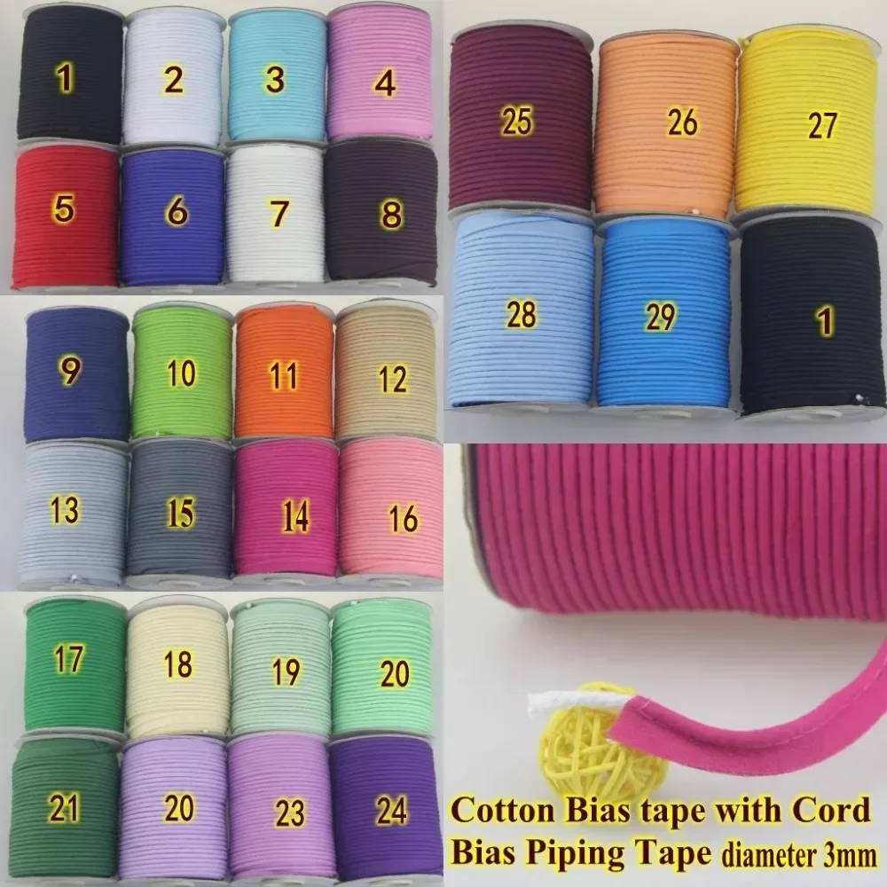 Cotton Bias Piping,Piping Tape, Bias Tape with Cord, Size:12mm,1/2