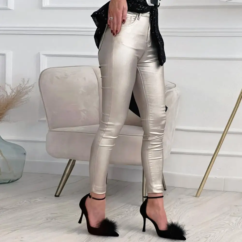 

Sexy Lady Trousers Stretchy Long Women Faux Leather Leggings Pants Bright Surface Faux Leather Pants Women Clothing