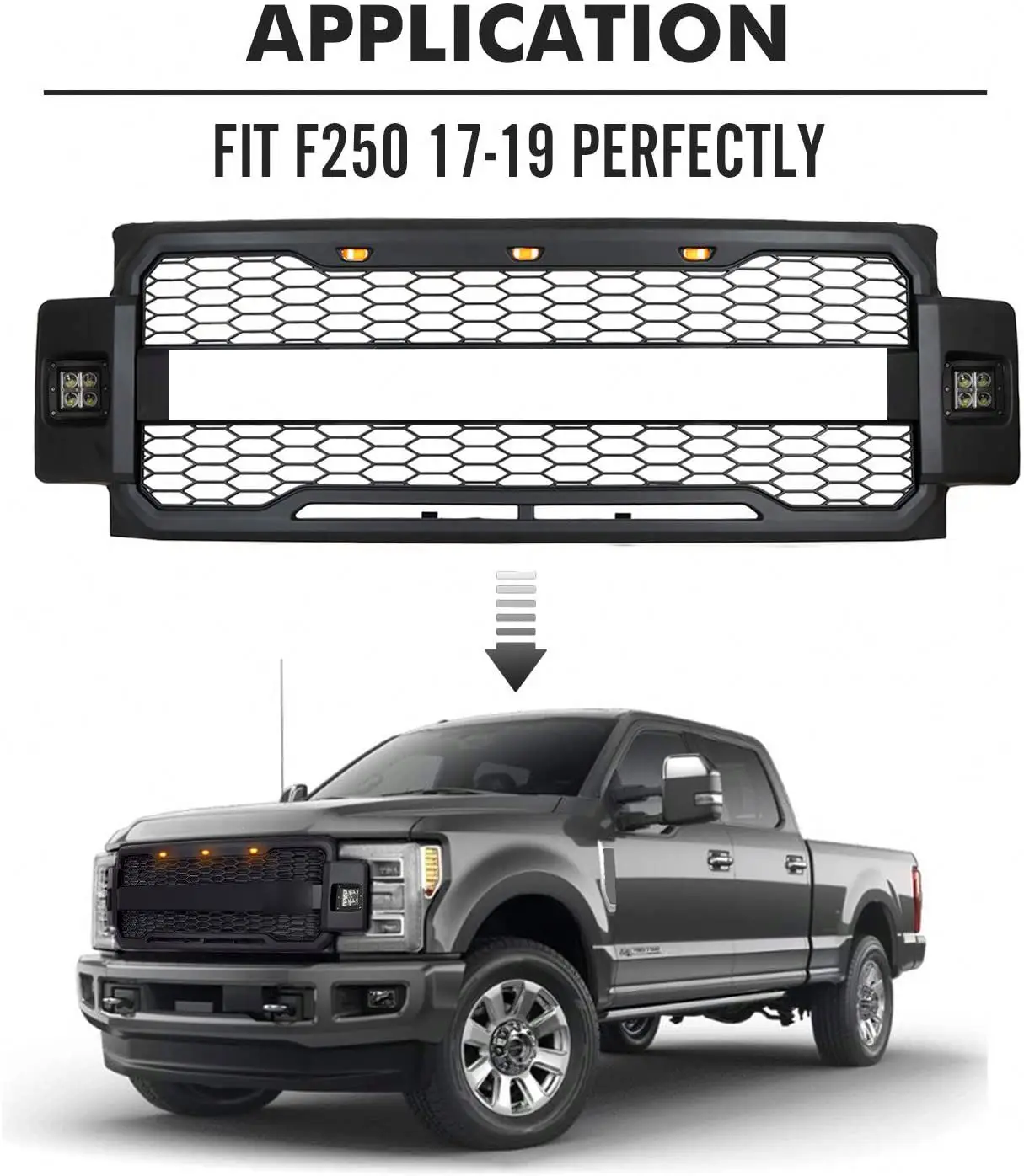 Gobison 2017 2018 2019 2020 Front Bumper Grille Raptor Grille Front Racing Grille With Light For FORD F250 f350 f450