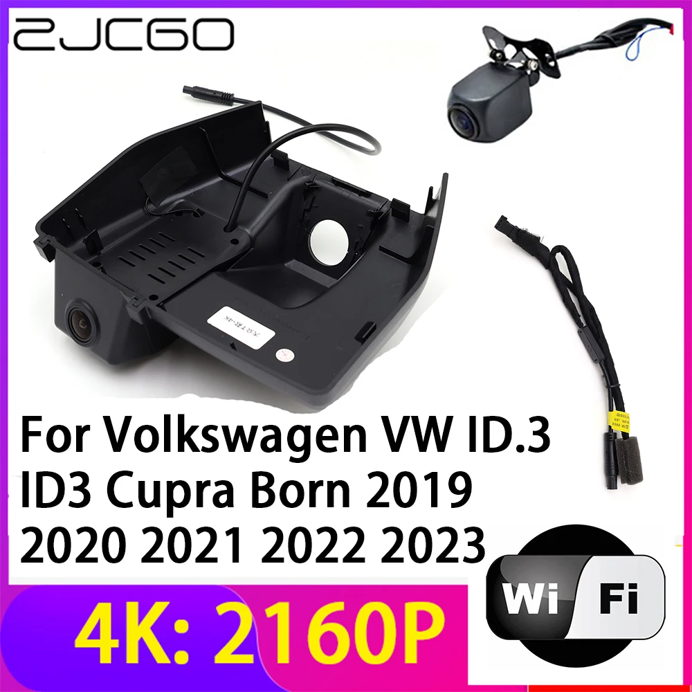 ZJCGO 4K 2160P Dash Cam DVR Camera 2 Lens Recorder Wifi Night Vision for Volkswagen VW ID.3 ID3 Cupra Born 2019~2023