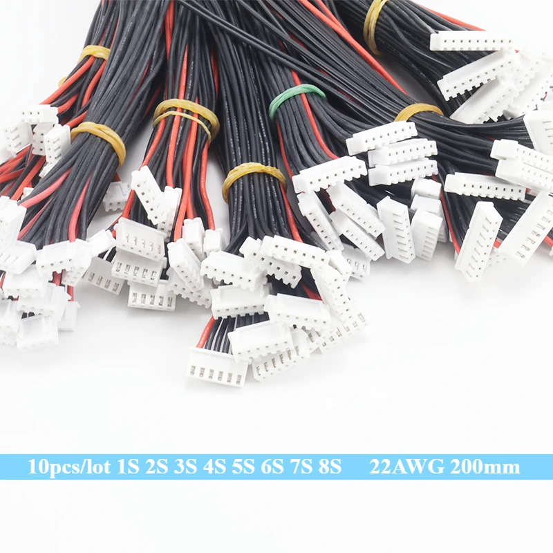 22AWG 200mm Cable 10pcs/lot 1S 2S 3S 4S 5S 6S 7S 8S  Lipo Battery Balance Charger Imax B6 Connector Plug Cable RC Model Expand