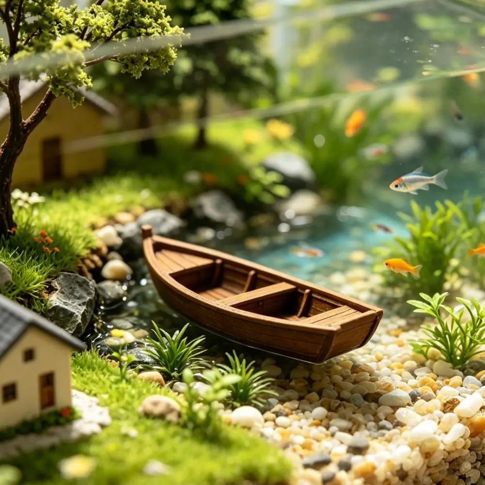 Rustic Old Fishing Ship Mini Decor 3D Printed Vintage Wooden Boat Model Nautical Ornament For Fisherman Collection