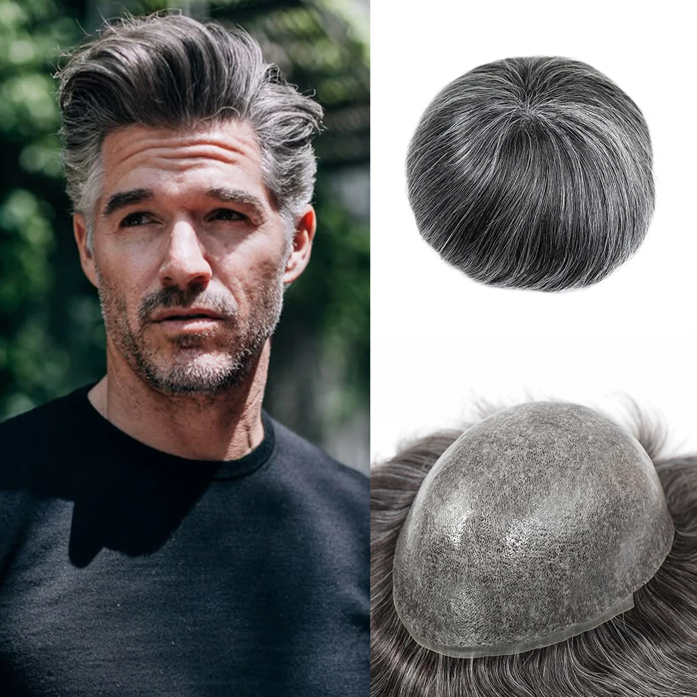 

Полный парик из искусственной кожи 0,08 мм для мужчин, инъекционные человеческие волосы, мужские парики, прочная кожа, мужские волосы, капиллярный протез, мужская система волос