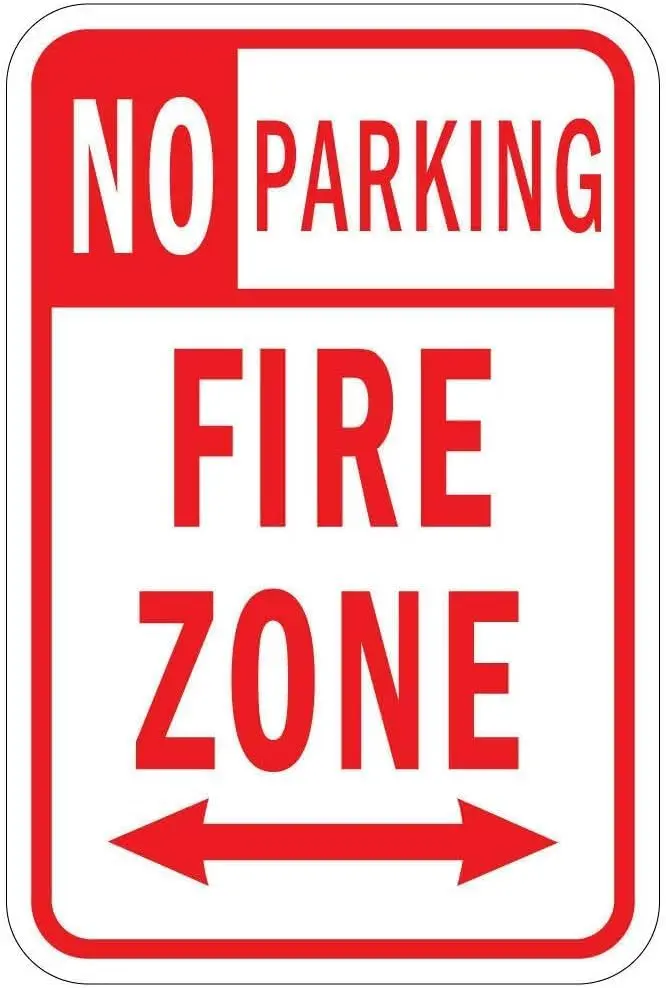 No Parking Fire Zone Funny Tin Sign 8x12 inch