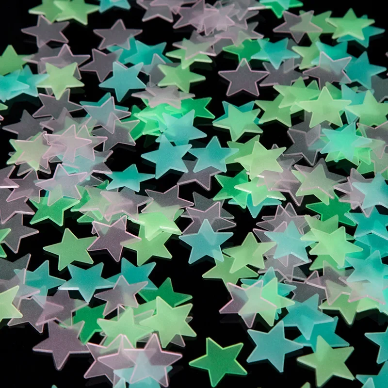 Pegatinas de estrellas luminosas para niños, juguete de pintura fluorescente de PVC que brilla en la oscuridad, 3cm, 100 unids/lote por bolsa