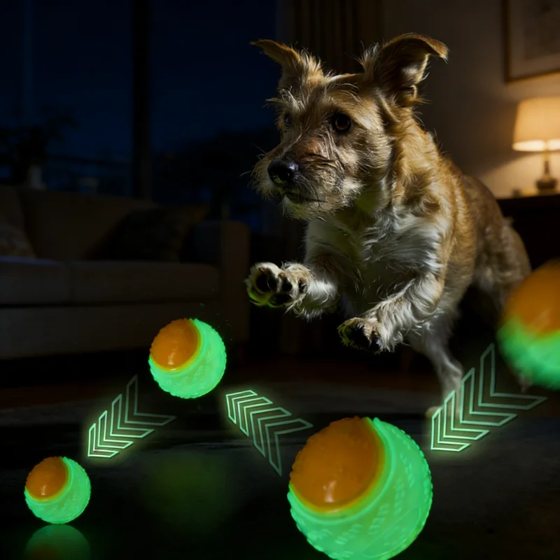 Hundespielzeug aus Gummi, leuchtend, unzerstörbar, für Welpen und große Hunde, zum Kauen, mit Quietschfunktion, wasserbeständig – Detail 5