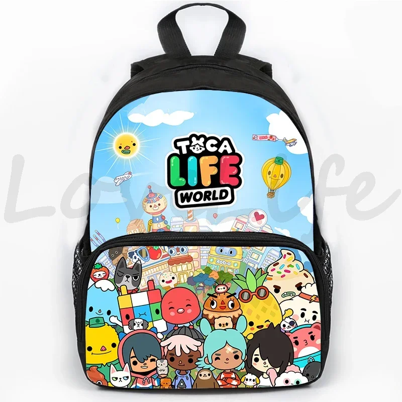 Sac à dos souple Toca Life World pour garçons et filles, sacs d'école de dessin animé mignon, cartable étanche pour étudiants, 16 pouces