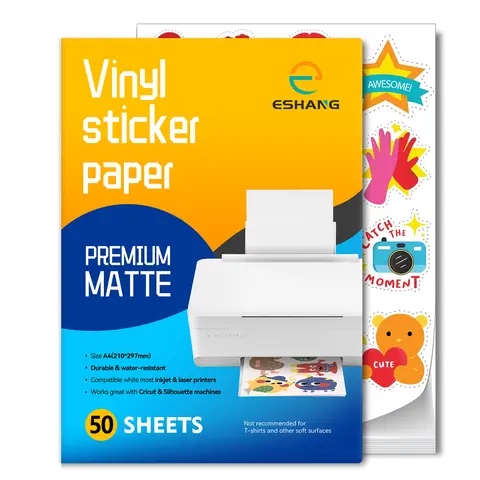 A4 Size 8.3×11.7 inch - Matte White Printable Vinyl Sticker Paper Self-Adhesive Inkjet Compatible Tear-Resistant Labeling Paper