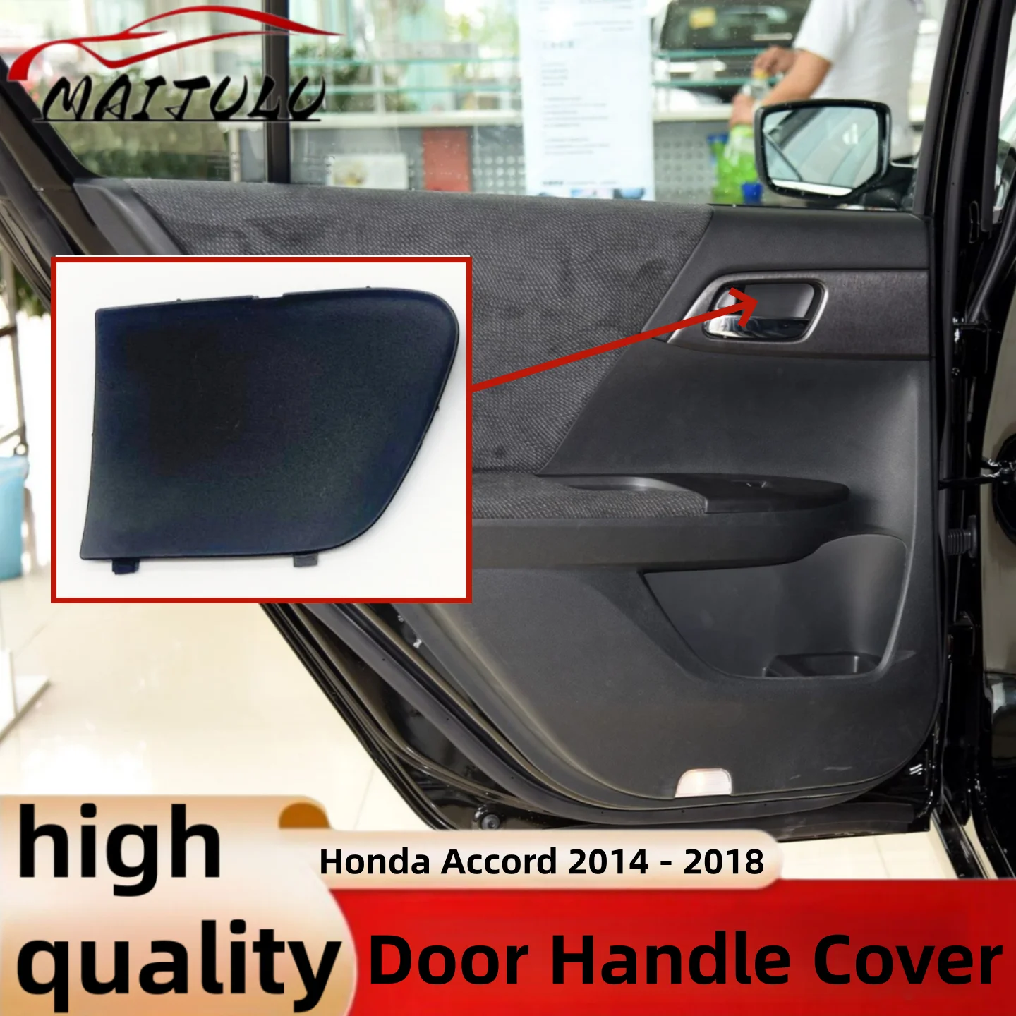 Black interior door handle screw cap, inner handle bolt cap, housing cover, panel cover, lid For Honda Accord 2014 15, 16,17 18