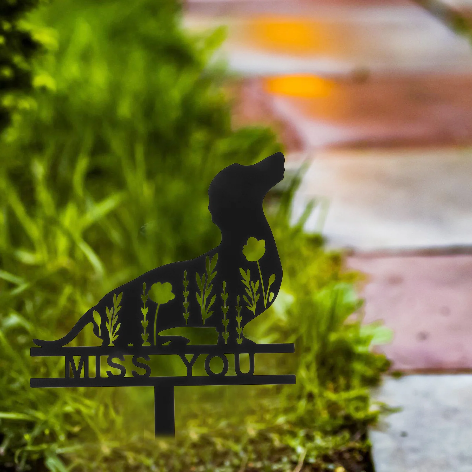 

Dachshund Ground Plug Lawn nament Black Dog Stake Garden Decoration Metal Animals Outdoor Sign Removable Iron