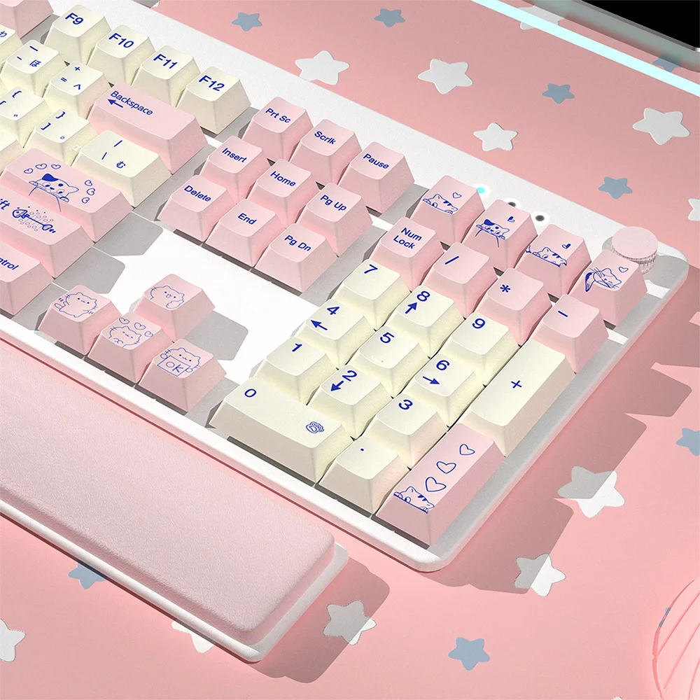 Pussycat Theme Cherry Profile pbt Keycaps For Mx Switch dz60/61/64/68 Keychron GMMKPRO Keycap japanese Mechanical Keyboard Caps