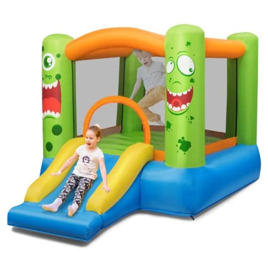 

Inflatable Bounce House Blow up Moon Bounce for w/Slide and Giant Bouncing Area Ox Carry Bag Stakes Indoor Outdoor Jumping Boun