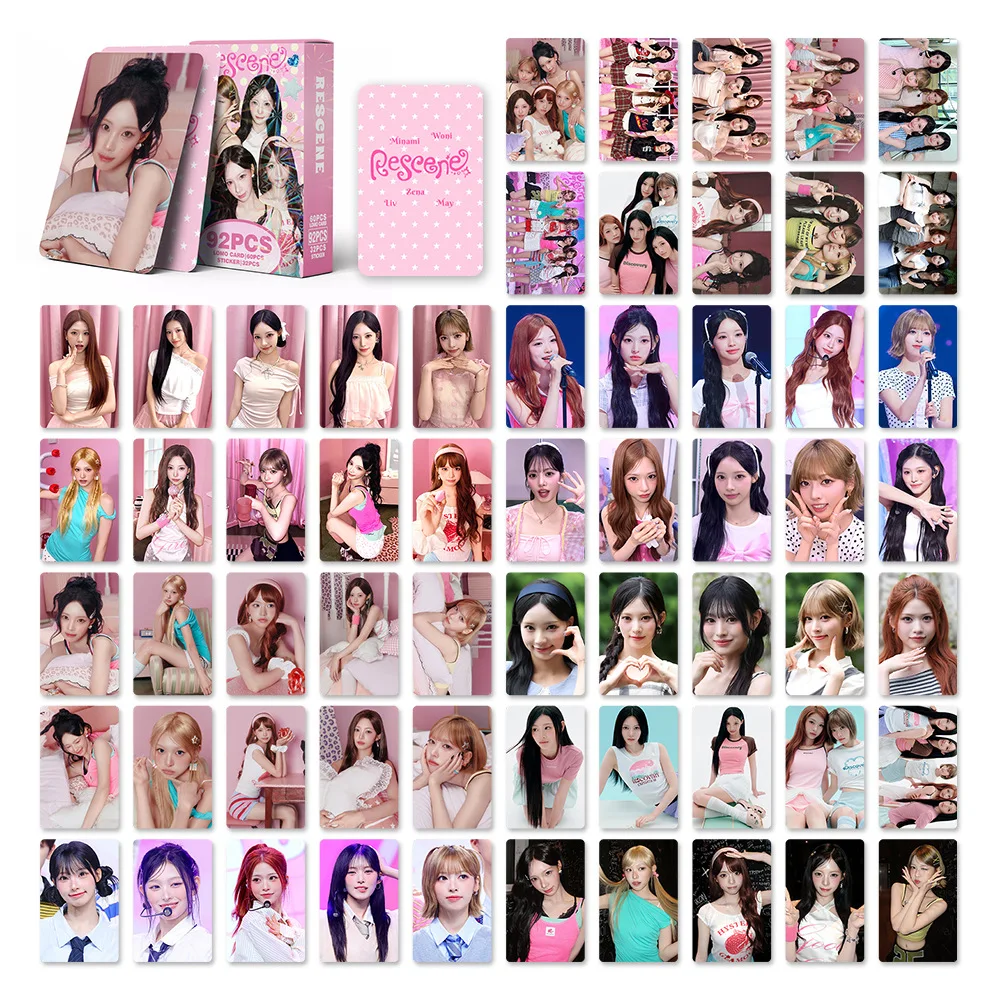 92Pcs/Set RESCENE Girl Group Single Pretty Girl HD Printed  Photo Card Sticker WONI LIV MINAMI MAY ZENA Fans Collection Gifts