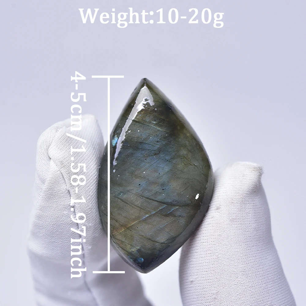 Natural Flash Labradorite Healing Crystal Oval Leaf Shape Polished Stone Crafts for DIY Ornament Making Accessories