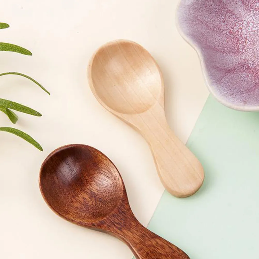 Kids Wooden Spoon Set 4 Piece Small Teaspoons for Milk Powder Dessert Honey Stirring Heat Insulated
