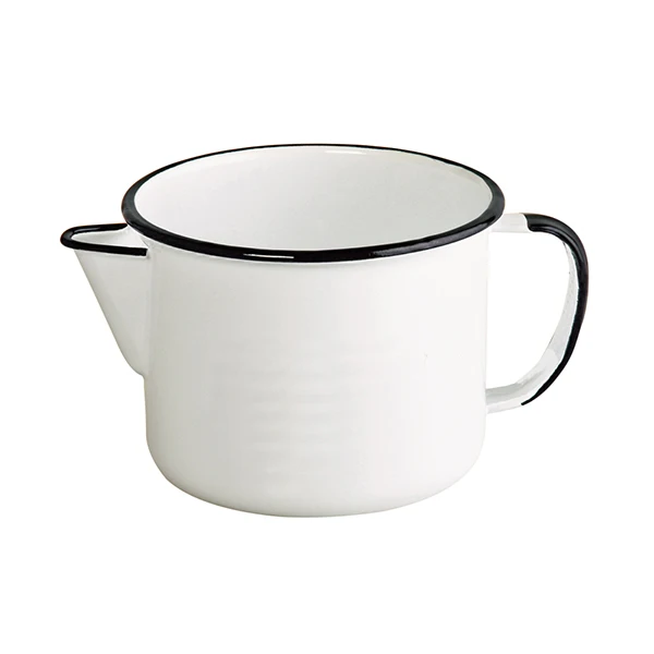 Ewel white enamelled mug W/nozzle 1 Liter-10 cm diameter