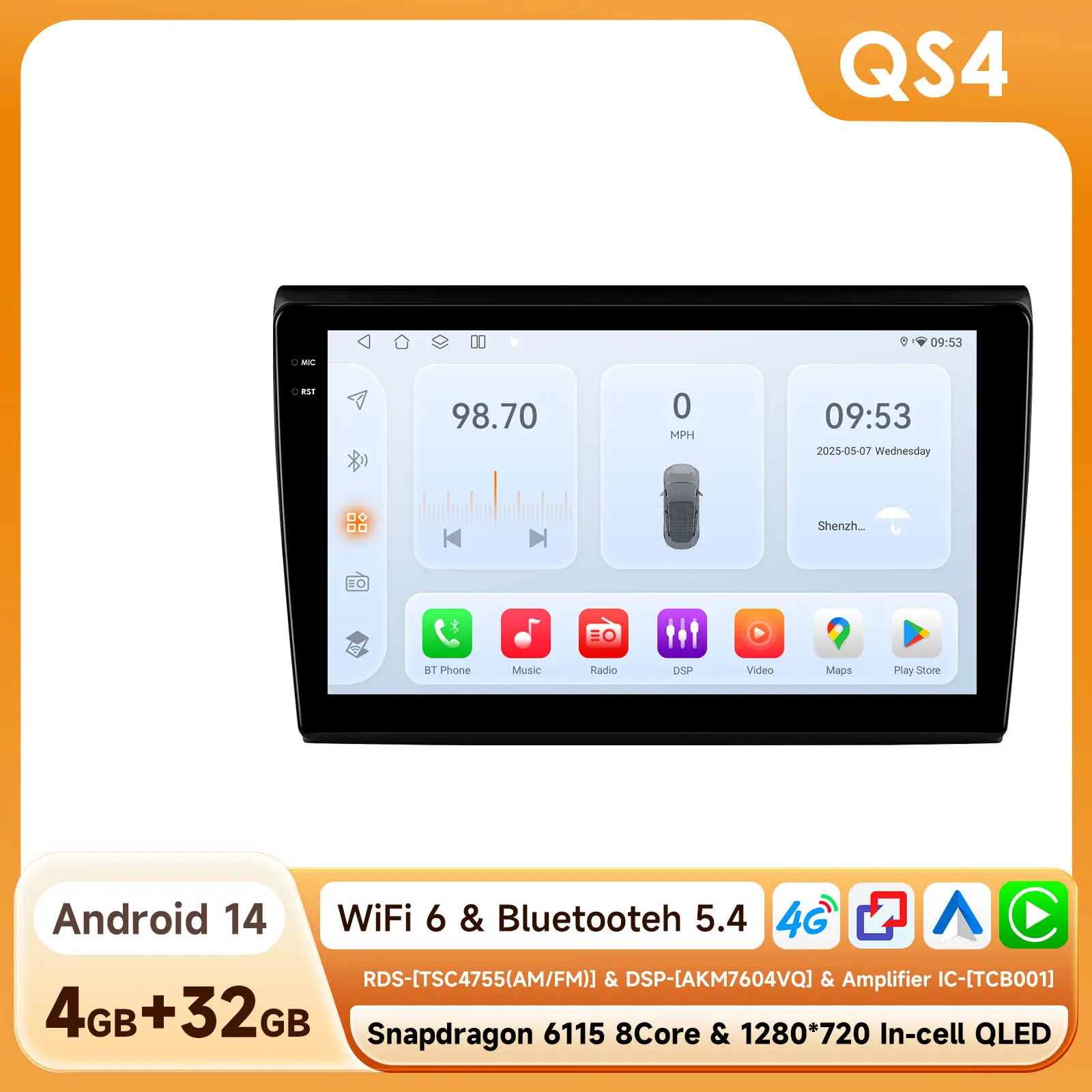 9 inch autoradio voor Fiat Bravo 198 2 II 2007-2012 GPS Carplay Android Multimedia Navigatie Head Unit AI Intelligent QLED Scherm