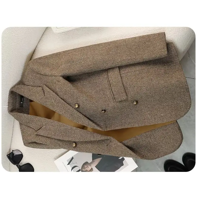 High-Quality Suit Jacket Women 2026 New Autumn Winter Word Pattern Blazer Coat Female Temperament Cool Design Unique Ladies Tops