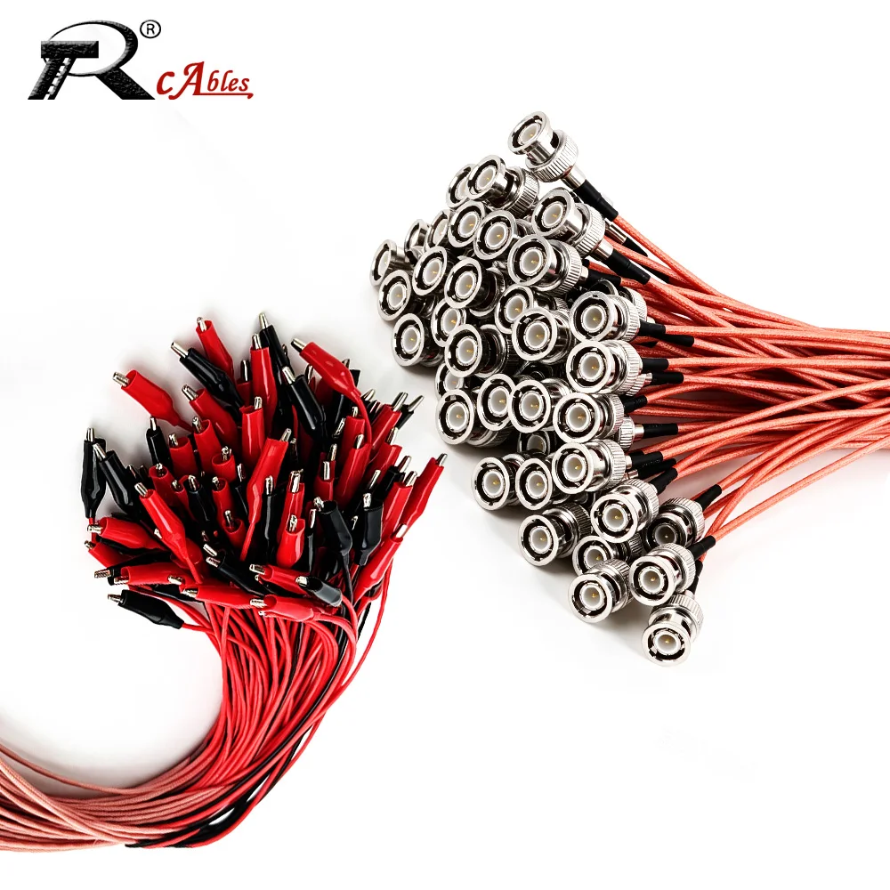 2PC RG316 RF Coaxial Cable Tester Lead Wire 50cm with BNC N TNC Male Plug to Dual Alligator Clips Connector for Electronics