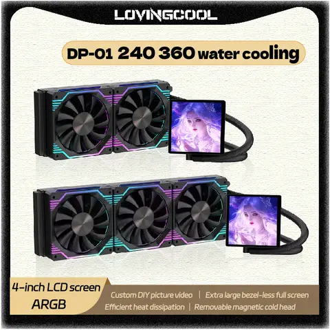 LOVINGCOOL DP-01 360/240 CPU liquid cooler radiator 4.0-inch super large frameless full screen diy water cooler