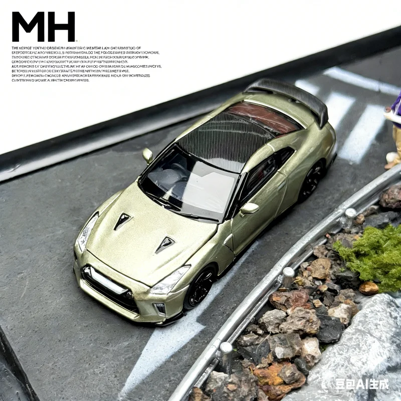 MH 1:64 Nissan GT-R R35 NISMO T-Spec simulated static alloy car model, boys' holiday gift toy, adult collection piece.