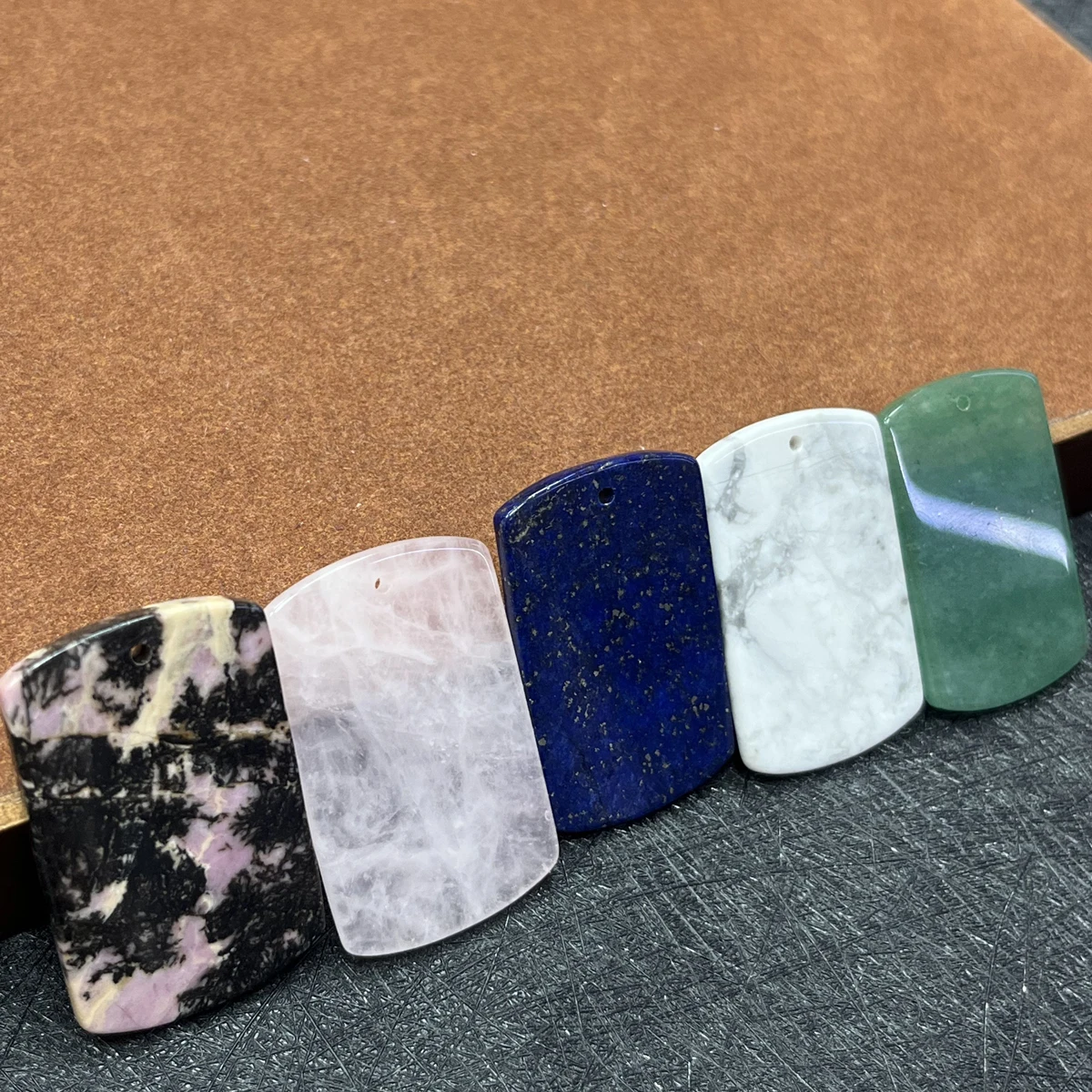 1piece Charms Natural Stone Rectangle Pendant Crystal Agate Jasper for DIY Women Men Necklace Jewelry Making Accessories