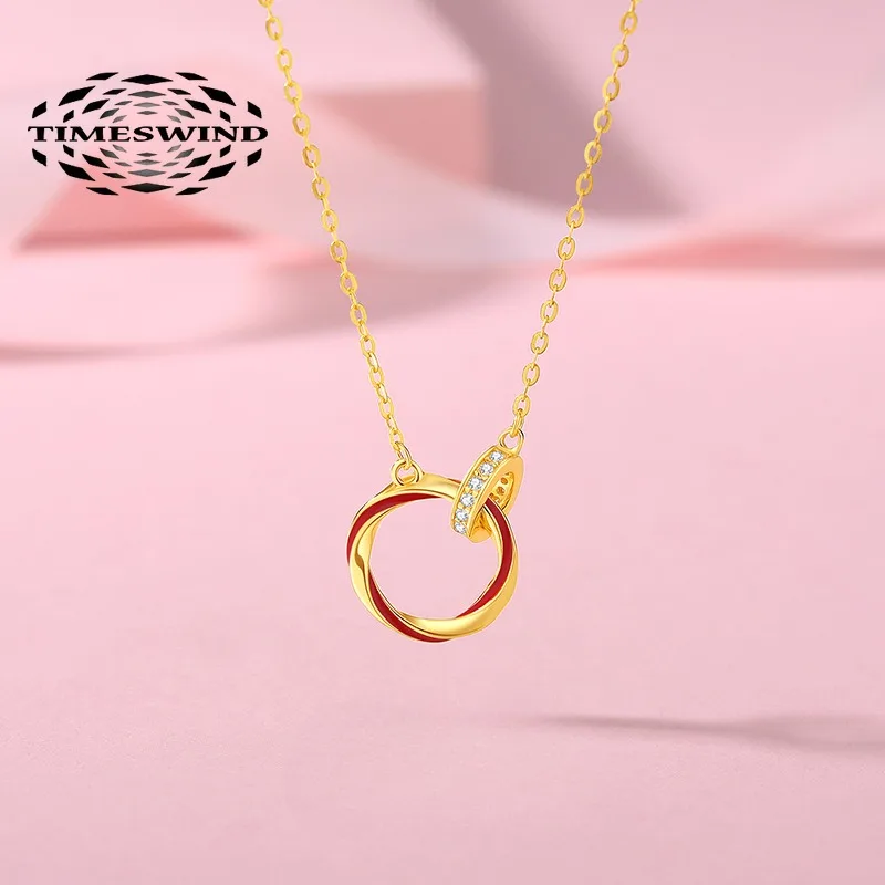 

TIMESWIND Trendy Mobius Interlocking Red Line S925 Silver Zircon Women Necklace with Certificate