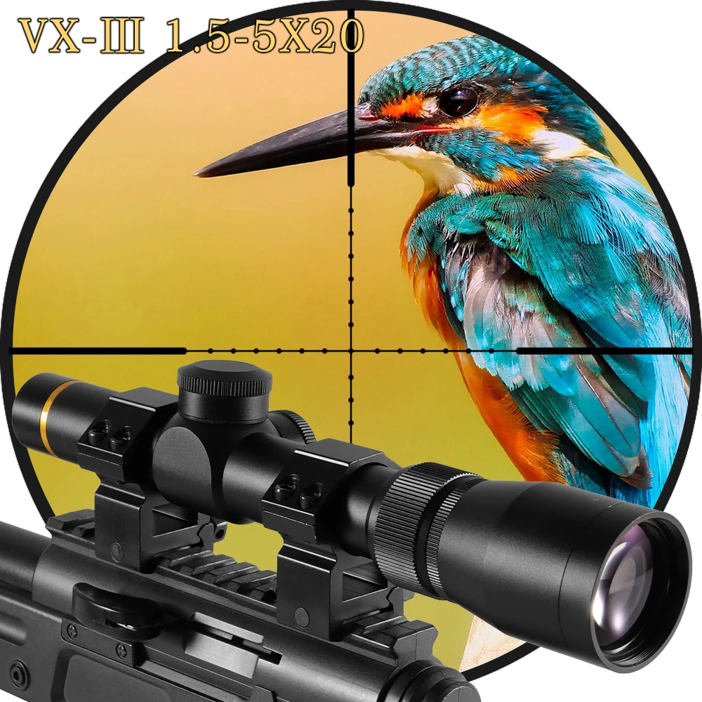 Tactical Optics VX-3i 1.5-5X20 mm Duplex Mil-dot Reticle Rifle Scope Hunting Sight HD Aseismatic Single Barrel Riflescopes