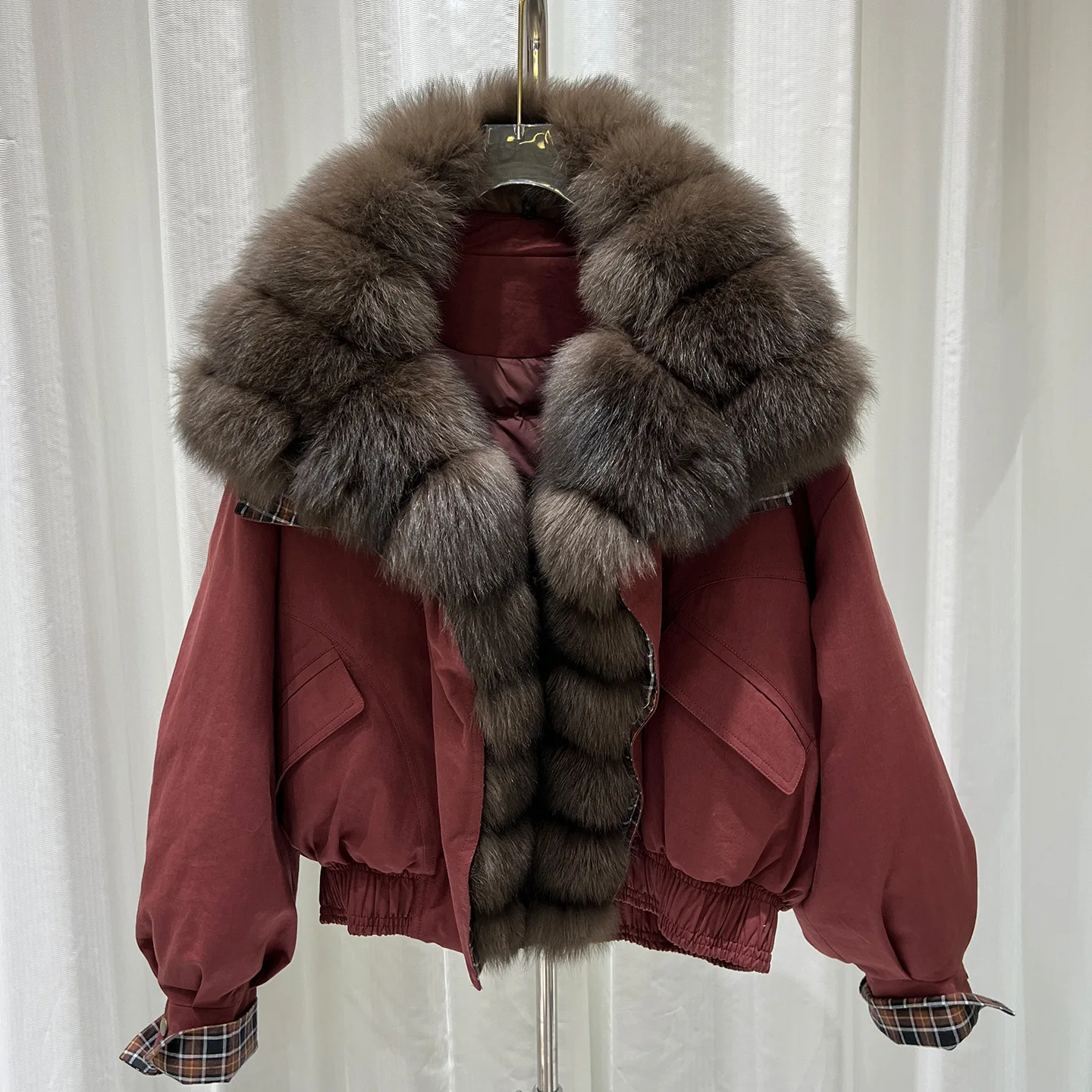 2026 겨울 여성용 리얼 폭스 퍼 재킷 화이트 덕 다운 코트 따뜻한 파카 여성용 지퍼 패션 아우터웨어 천연 퍼 퍼퍼 재킷