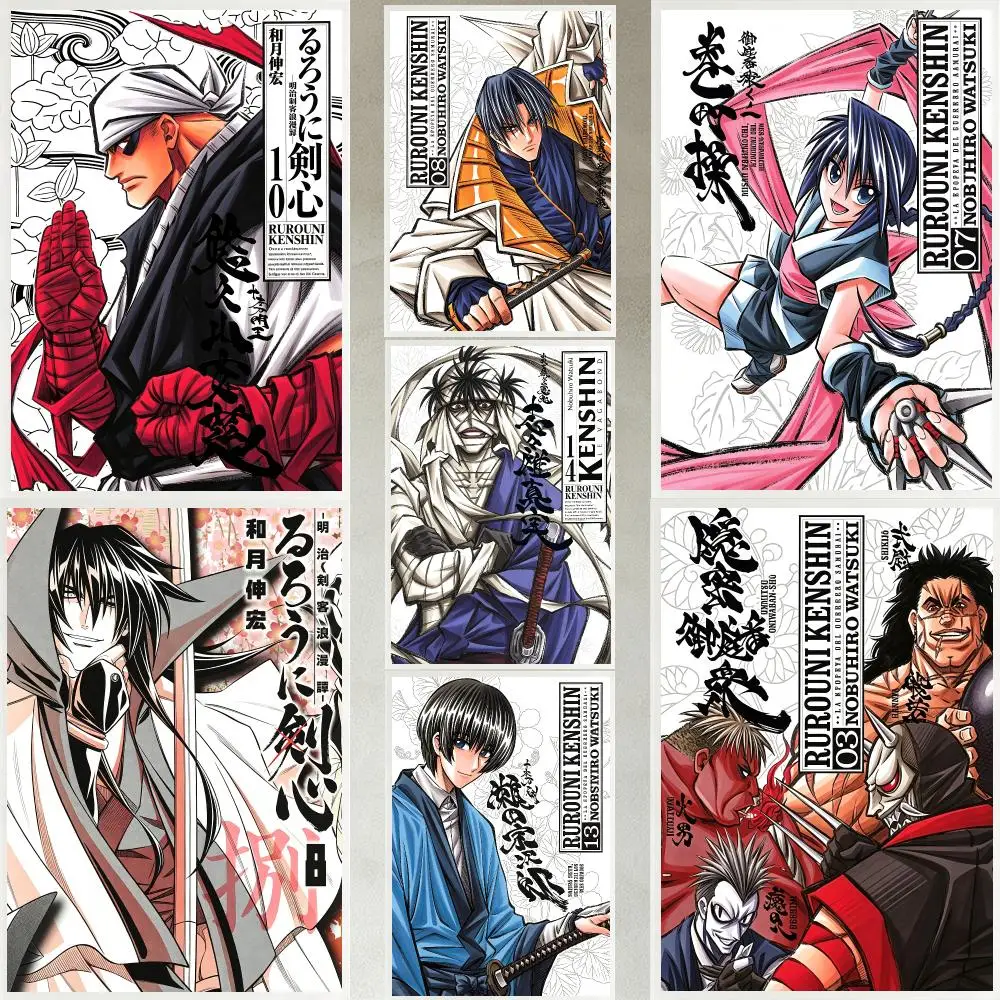 anime Rurouni Kenshin Poster Poster HD Waterproof Self-adhesive Art Print Wall Decor for Bedroom Living Room Gift
