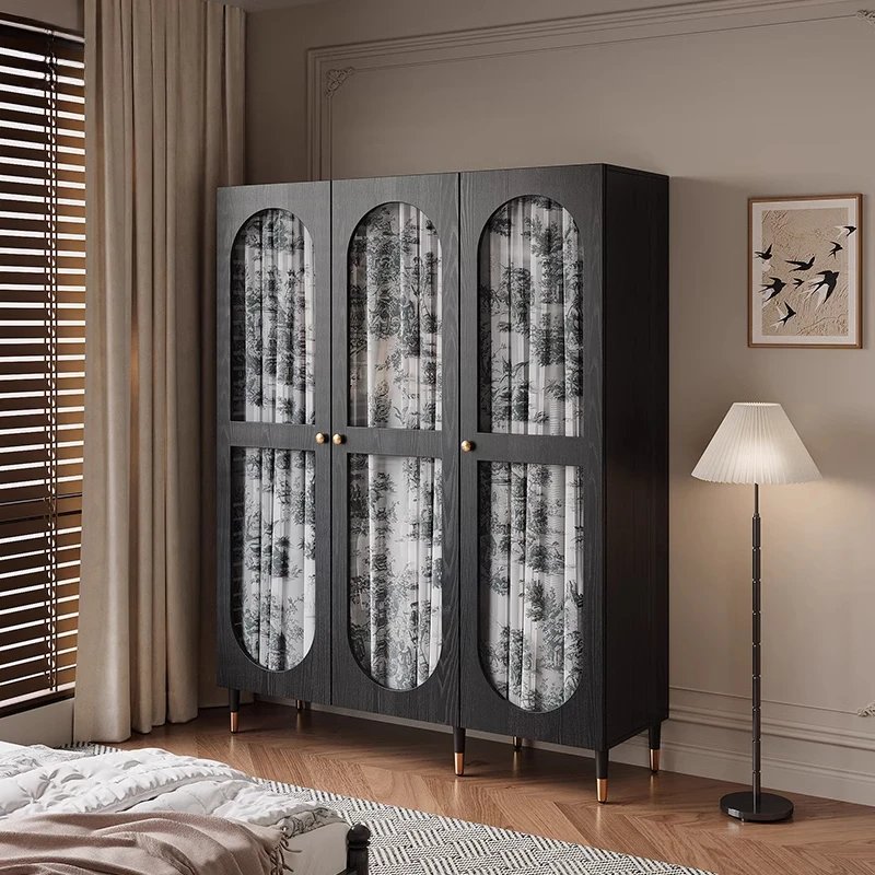 

French Small Bedroom Wardrobe Simple Modern Glass Door Locker Open Organizer Wardrobe Storage Cabinets Armario Furniture Home