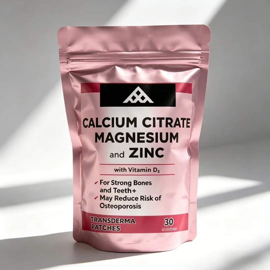 30 Patches Calcium Citrate Magnesium and Zinc With Vitamin D3 Promotes Strong Bones & Teeth, Support Nerve & Muscle Function