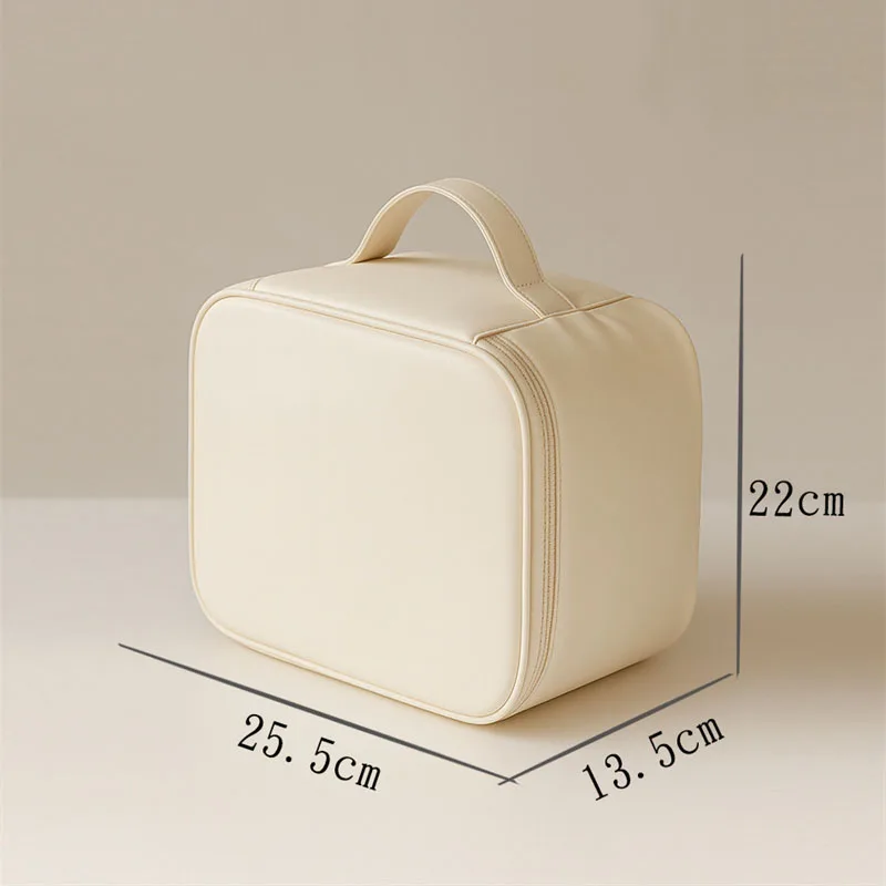 PU Leather LED Lighted Makeup Bag with Mirror Large Capacity Makeup Comestic Tools Organizer with Brush Holder & Toiletry Pouch