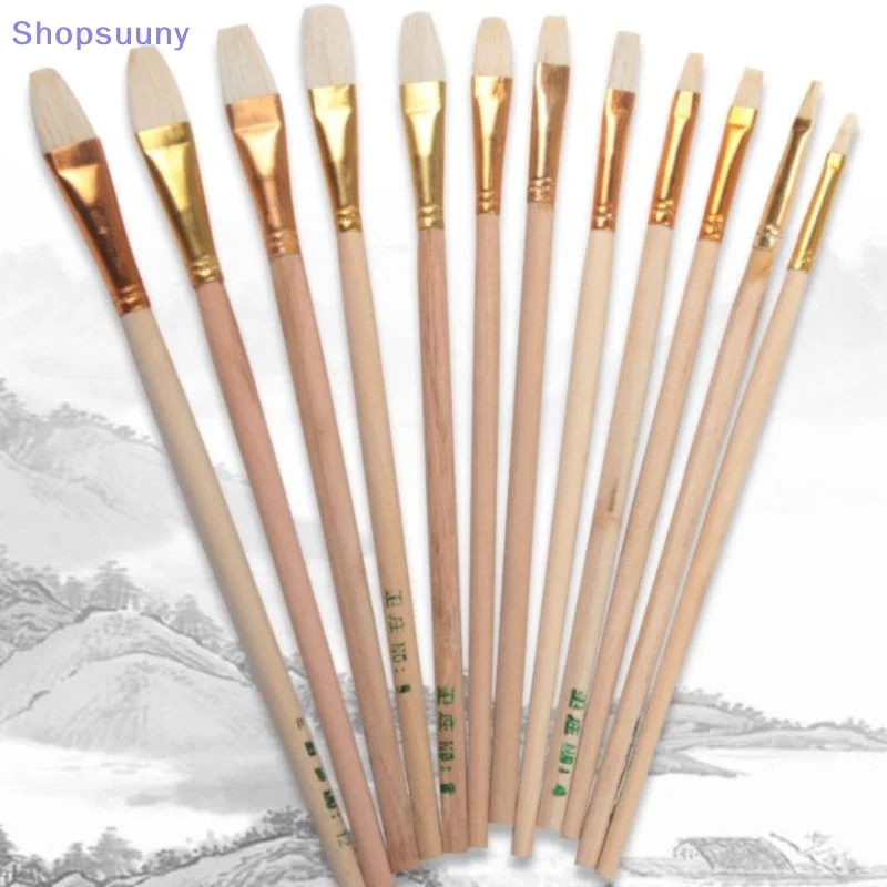[SU]12Pcs Pottery Art Wool Brush Set for Ceramic Glaze/painting Coloring Watercolor[SU]