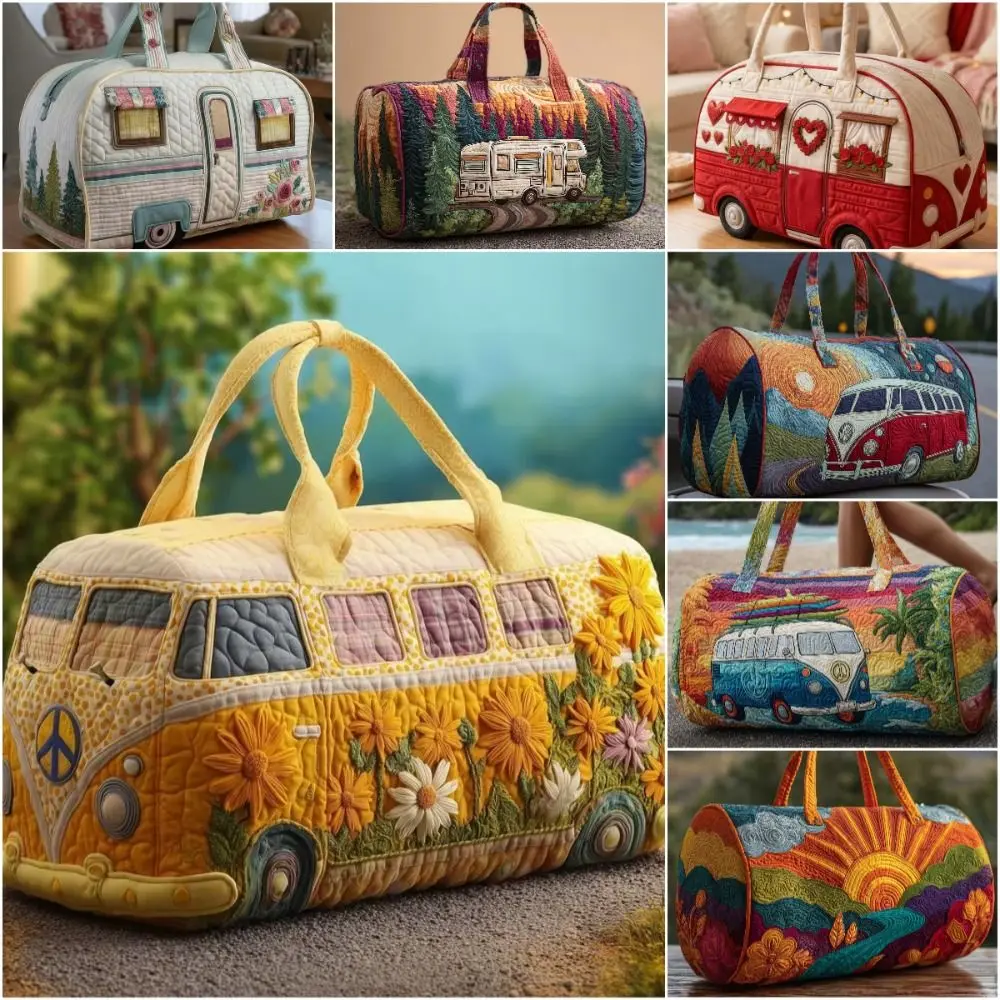 Adjustable Strap Quilted Duffle Bag 3D Quilting Craft Large Capacity Short-distance Handbag Tote Bags Travel Duffel Bag - view 4